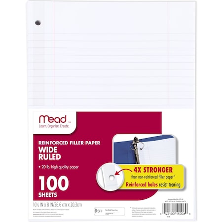 Mead Reinforced Filler Paper, Wide Ruled MPN:15006