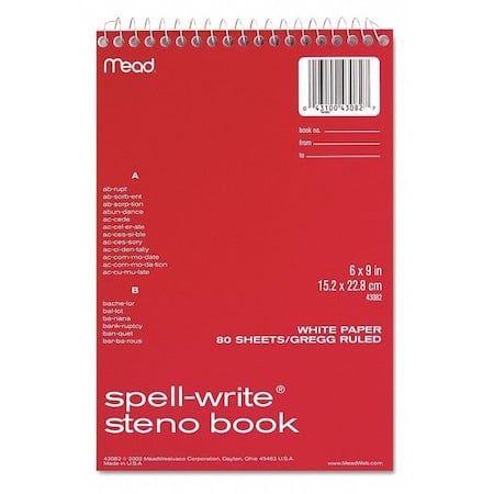 Spell-Write Wirebound Steno Pad, Gregg Rule, Randomly Assorted Cover Colors, 80 White 6 x 9 Sheets MPN:43082