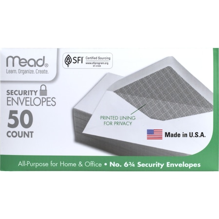 Security Envelopes, #6 3/4, 3 5/8i, PK 50 MPN:75446