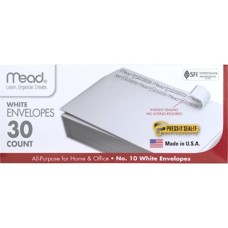 Press-It Seal-It #10 White Envelop, PK 30 MPN:75448
