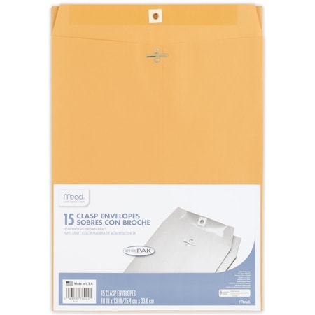Clasp Envelopes, Office Pak, 10in, PK 15 MPN:76022