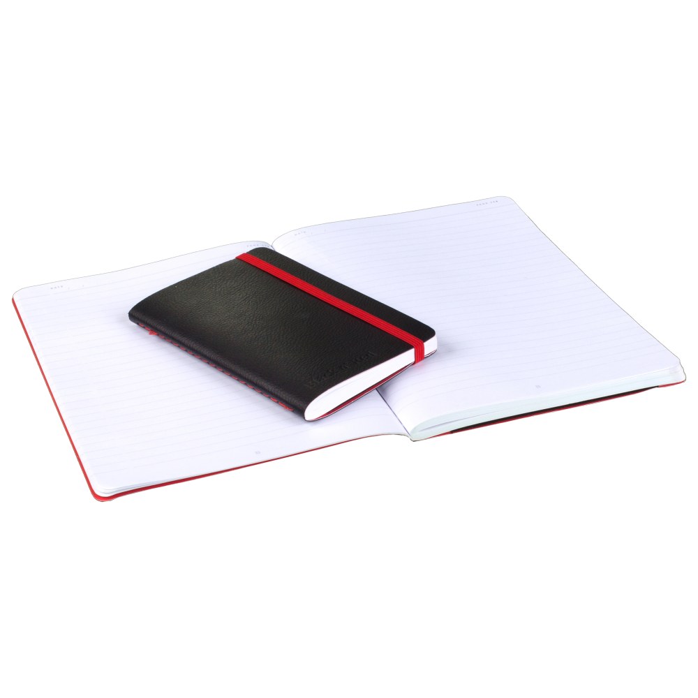 Black n Red Stitched Business Journal, 5 3/4in x 8 1/4in, Ruled, 142 Pages (71 Sheets), Black (Min Order Qty 2) MPN:400065000