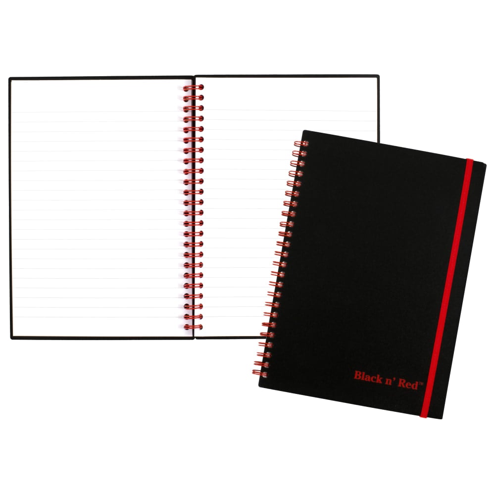 Black n Red Poly Notebook/Journal, 8 1/4in x 5 7/8in, Black/Red, 70 Pages (35 Sheets), (C67009) (Min Order Qty 6) MPN:C67009