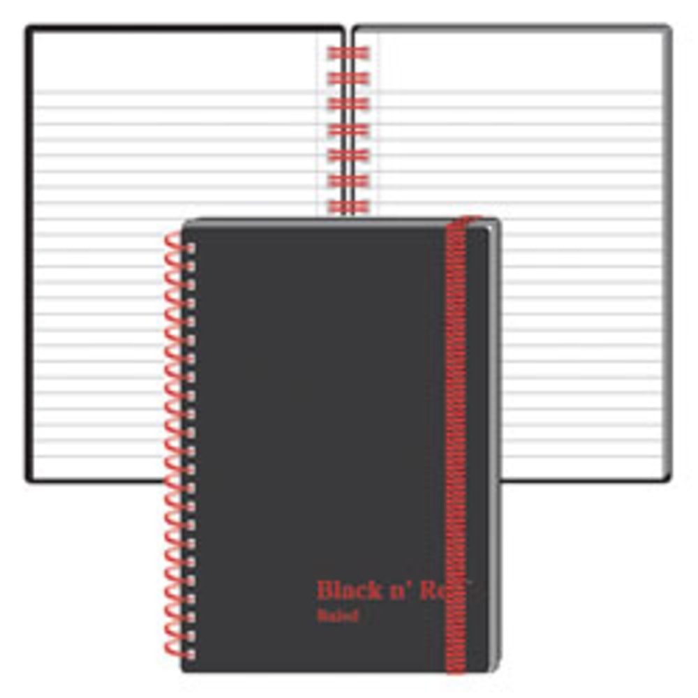 Black n Red Wirebound Notebook, 3 5/8in x 5 7/8in, 1 Subject, Wide Ruled, 70 Sheets, Black/Red (Min Order Qty 7) MPN:F67010
