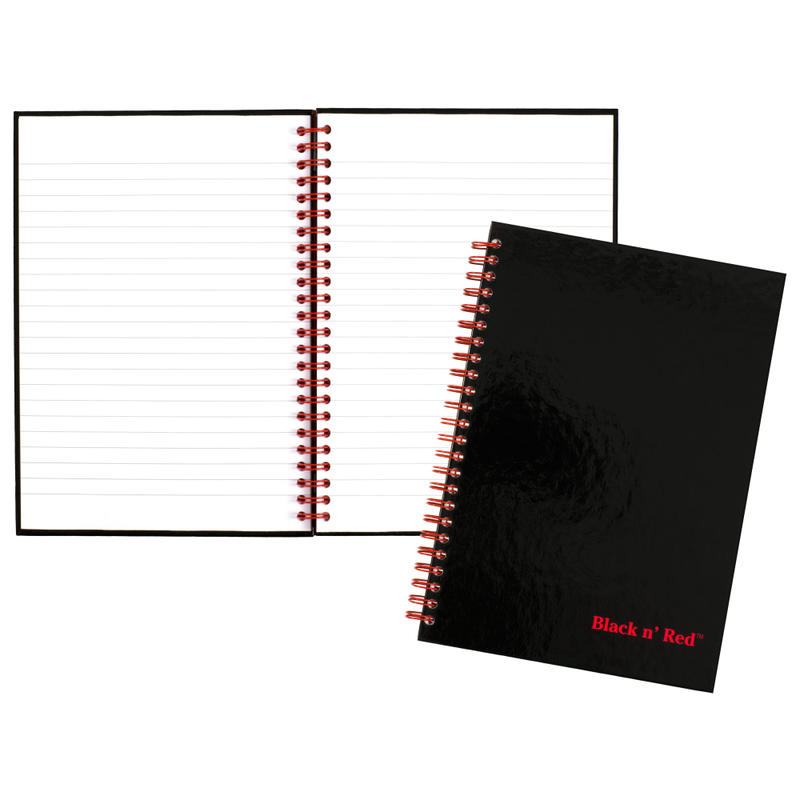 Black n Red Notebook/Journal, 8 1/4in x 5 7/8in, Black/Red, 70 Sheets (Min Order Qty 5) MPN:L67000