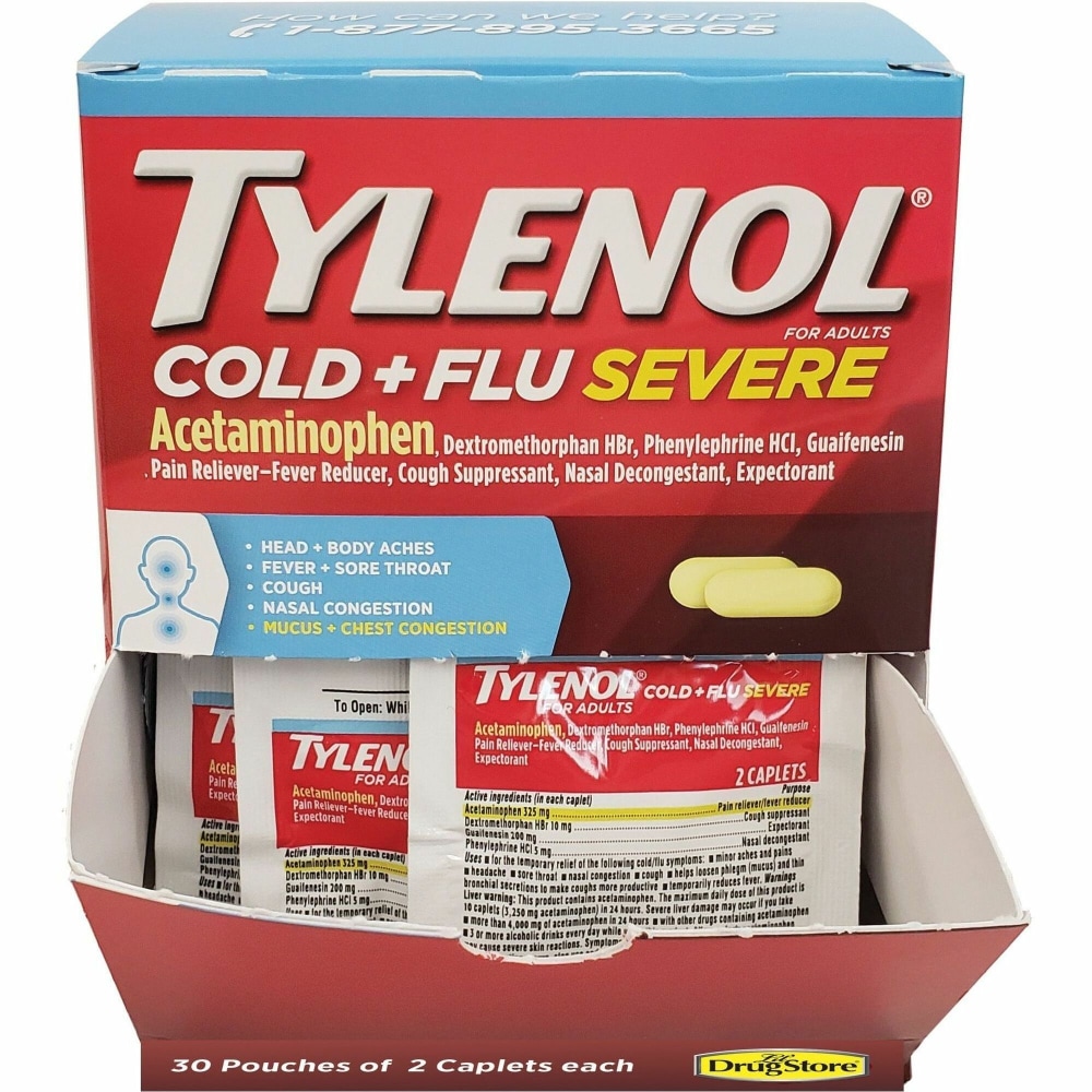 Tylenol Cold & Flu Severe Single-Dose Packets - For Tylenol Cold, Flu, Fever, Body Ache, Pain, Headache, Sore Throat, Nasal Congestion, Cough MPN:64568