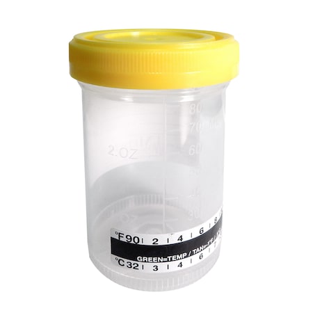 Temprtr Strp Spcmn Cntnr, 90mL, Yllw, PK400 MPN:4942