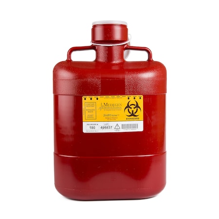 Sharps Container, 10 qt., Bottle, Red, PK12 MPN:180