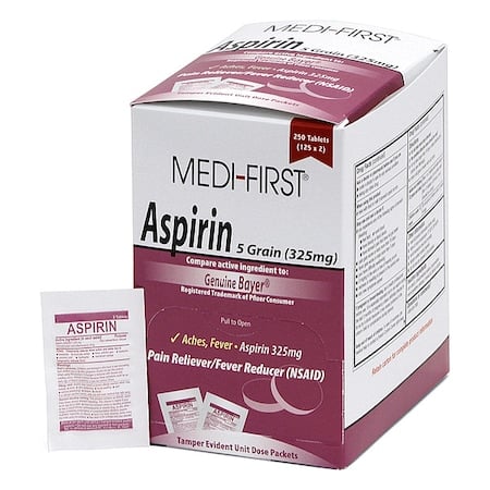 Aspirin, Tablet, 325mg, PK250 MPN:80548