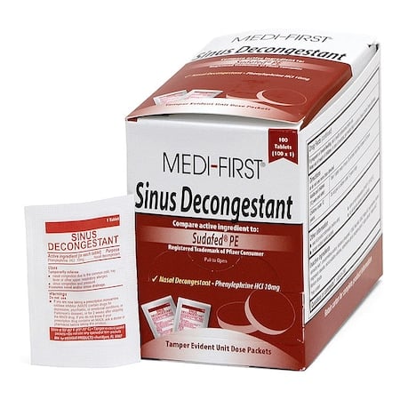 Sinus and Allergy Reliever, Phenylephrine HCI, Tablet, Unflavored, Unit Dose 10 mg, ets, PK100 MPN:80933
