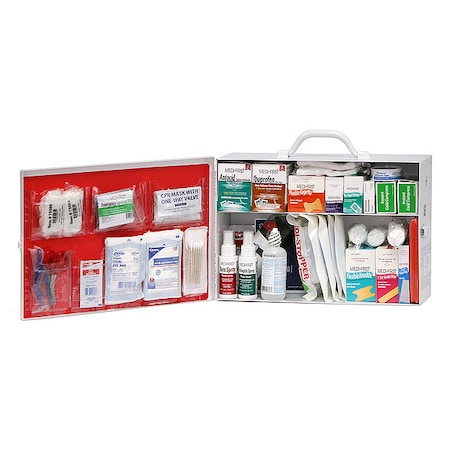 First Aid Kit and Housing, Metal Cabinet, 56 Components, 75 People Served MPN:756ansi