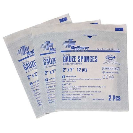 Sterile Gauze Sponges, White, 2x2