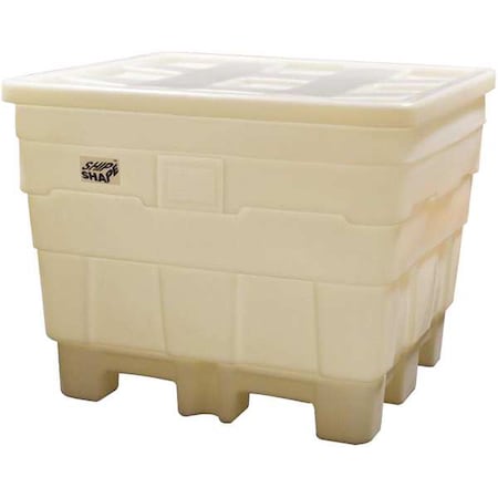 Bulk Container 32 cu ft Volume Cap., 50 in L, 45 in W, 39 1/4 in H, Plastic, White MPN:P390-NAT
