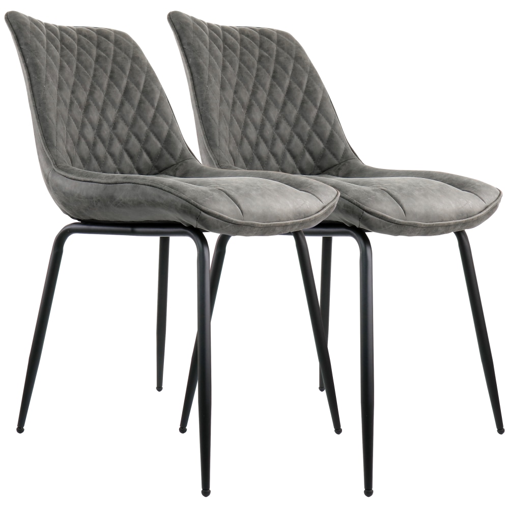 Elama Vintage Faux Leather Tufted Chairs, Gray, Set Of 2 Chairs MPN:995116780M
