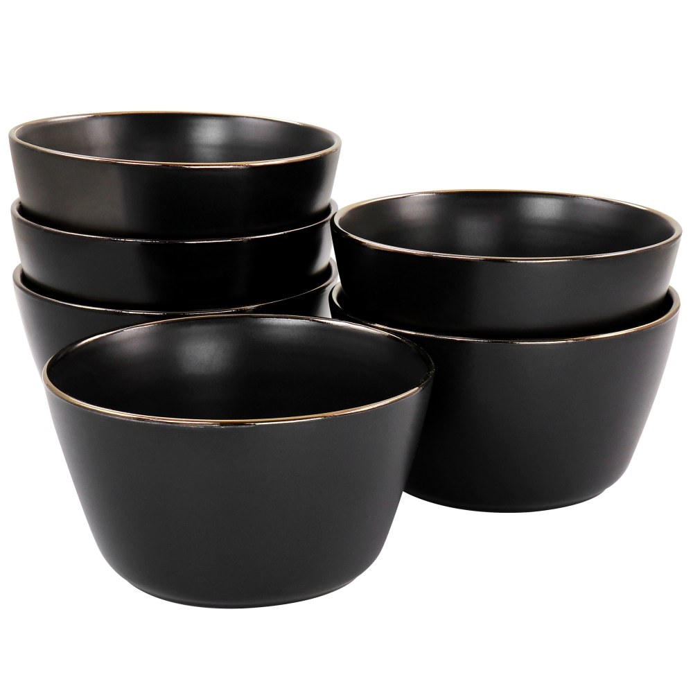 Elama Paul 6-Piece Stoneware Bowl Set, Matte Black/Gold MPN:995116277M