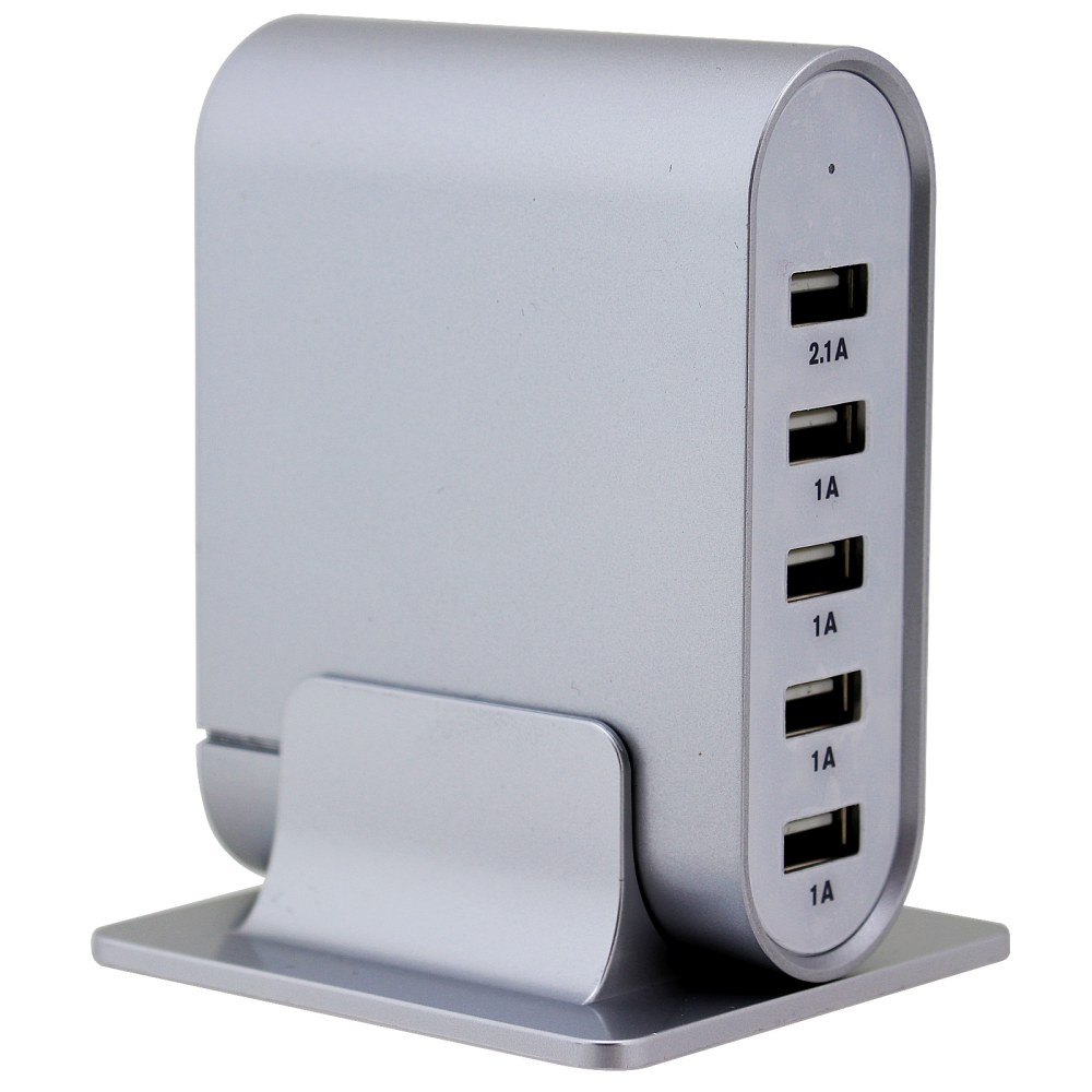 Trexonic 5-Port USB Compact Charging Station, Silver, 995105170M MPN:995105170M