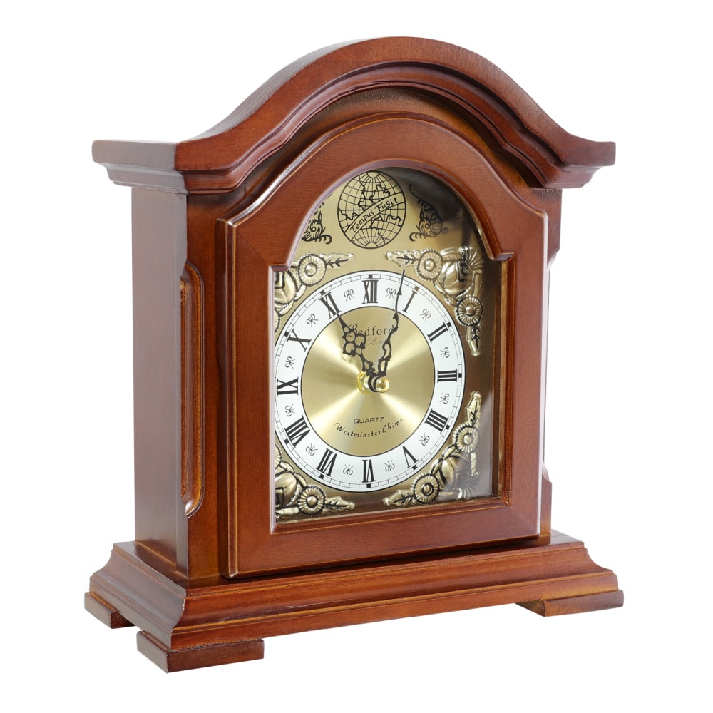 Bedford Clocks Mantel Clock, 9-1/2inH x 11-3/16inW x 4-1/4inD, Redwood MPN:99593895M