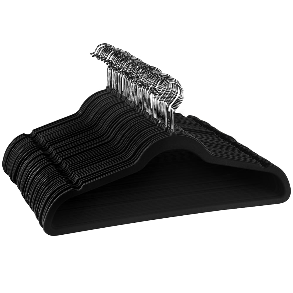 Elama Flocked Velvet Clothes Hangers, Black, Pack Of 50 Hangers MPN:995111890M
