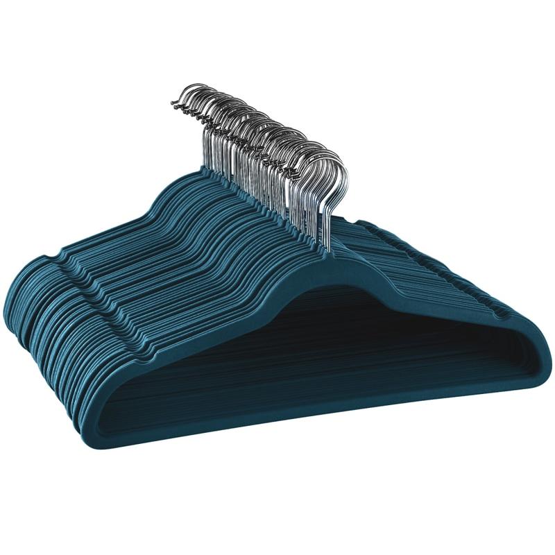 Elama Flocked Velvet Clothes Hangers, Adult, Blue, Pack Of 50 MPN:995111891M