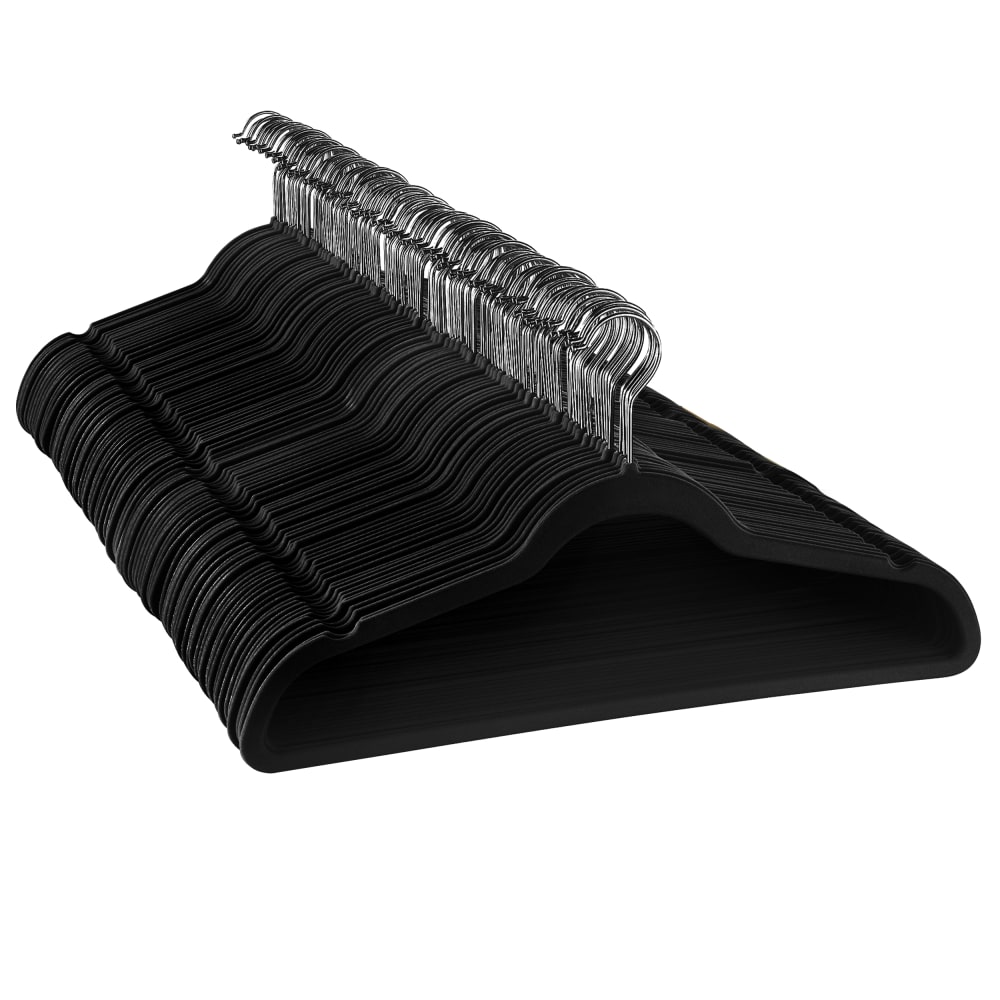 Elama Velvet Slim-Profile Heavy-Duty Hangers, Black, Pack Of 100 MPN:995112257M