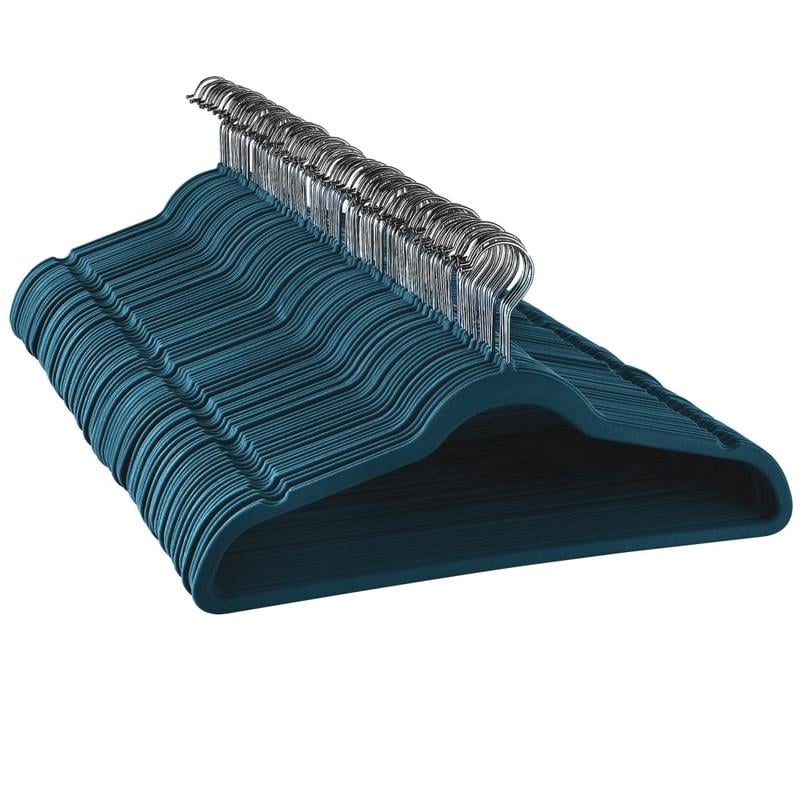Elama Velvet Slim-Profile Heavy-Duty Hangers, Blue, Pack Of 100 Hangers MPN:995112259M
