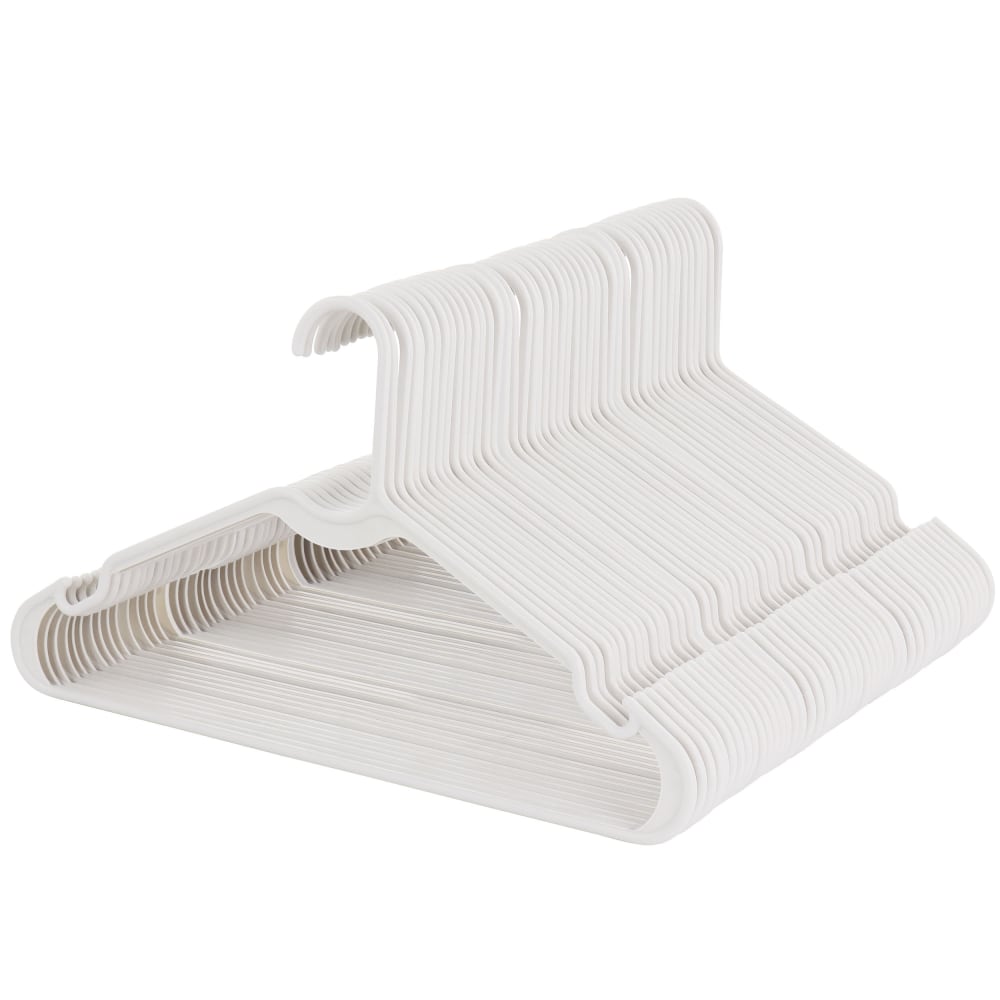 Elama Home Plastic Hangers, White, Pack Of 50 Hangers MPN:995117645M