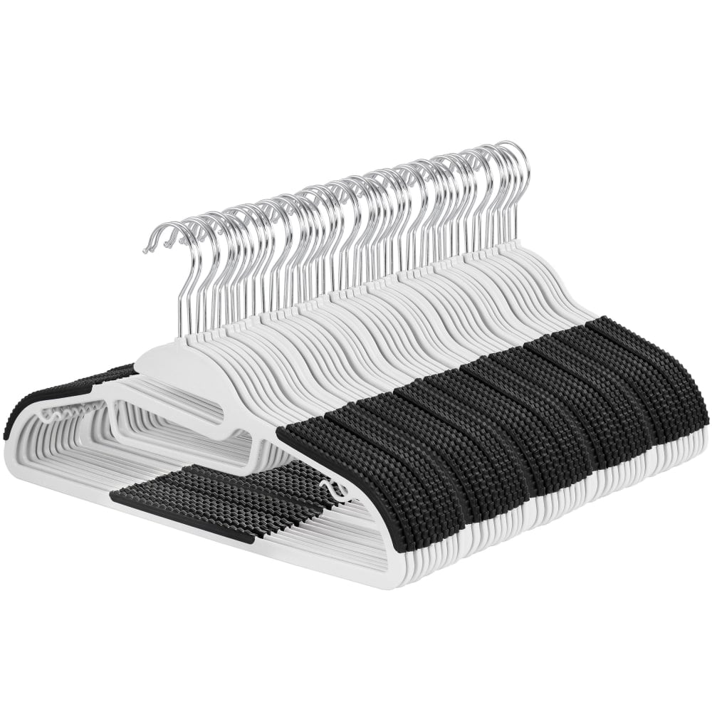 Elama Home Non-Slip Hangers, White/Black, Pack Of 50 Hangers MPN:995117646M