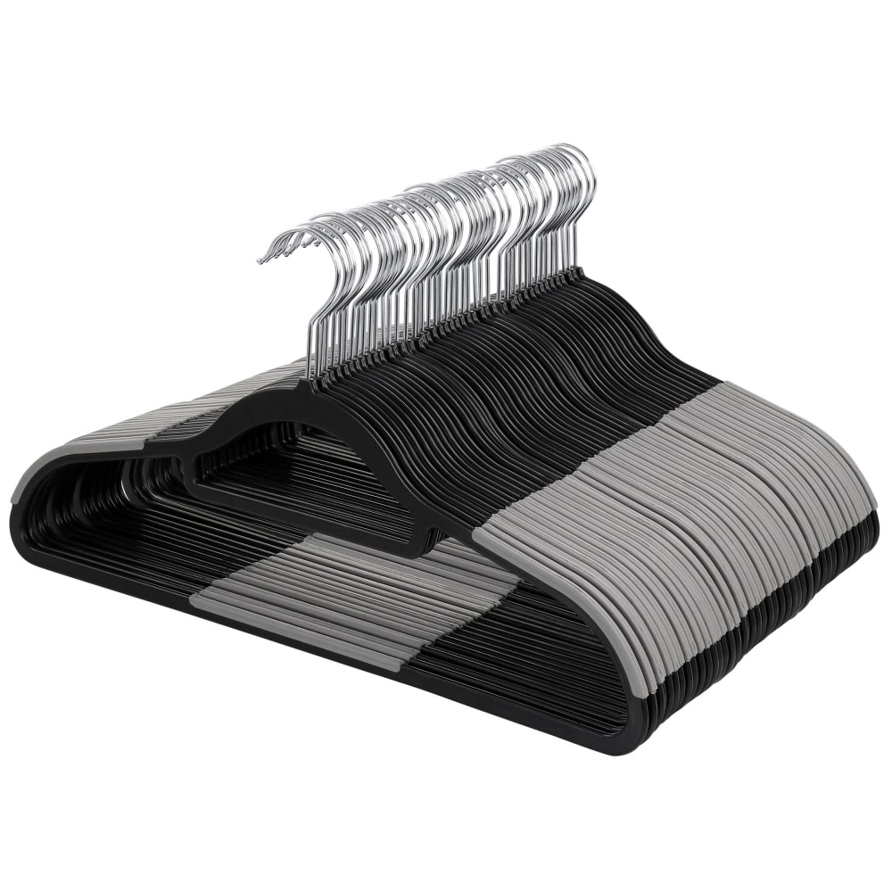 Elama Home Plastic Hangers, Adult, Black/Gray, Pack Of 50 MPN:995117647M
