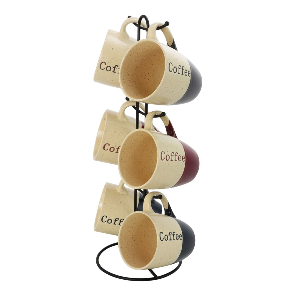 Elama Stoneware Mugs, Coffee House, 12 Oz., Assorted Colors, Set Of 6 Mugs MPN:995109545M