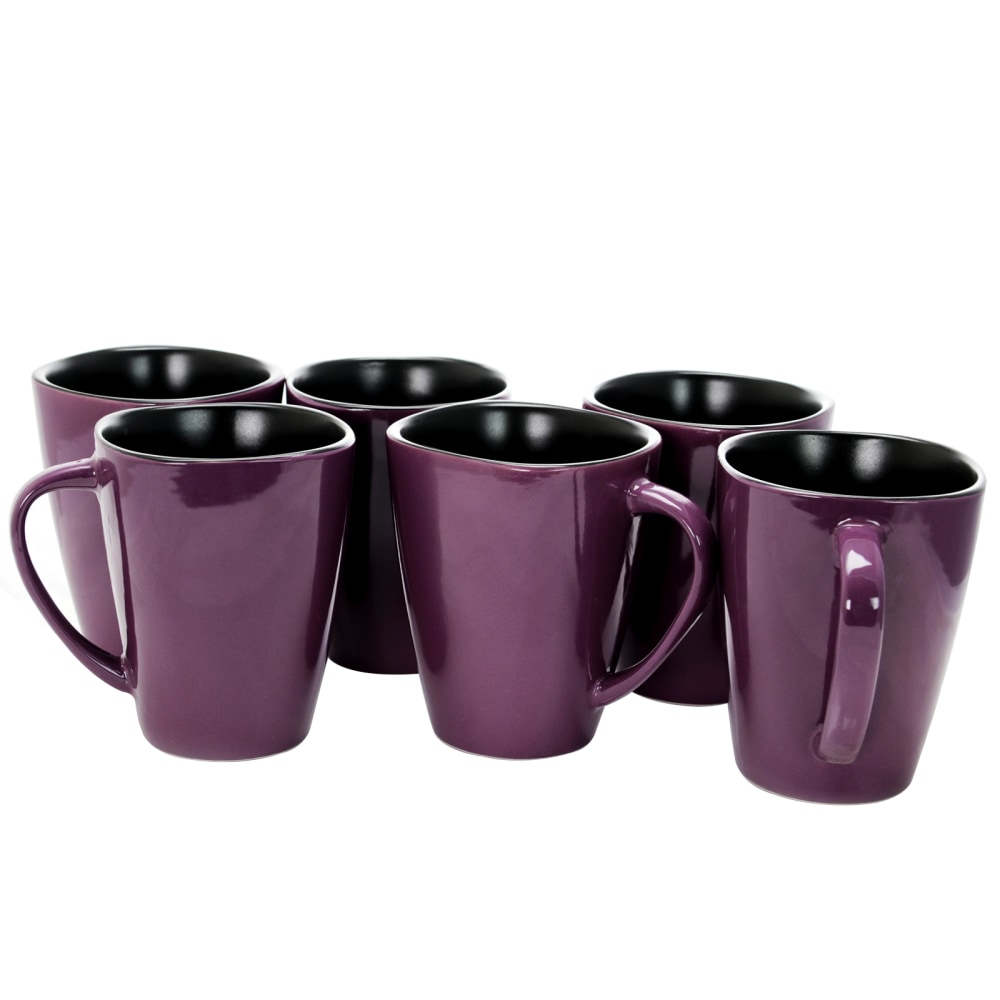 Elama 14-Oz. Stoneware Mugs, Mulberry, Purple, Set Of 6 Mugs MPN:995111398M