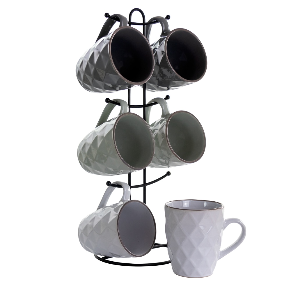 Elama Diamond Waves 6-Piece Mug Set, 12 Oz, Assorted Colors MPN:995114793M