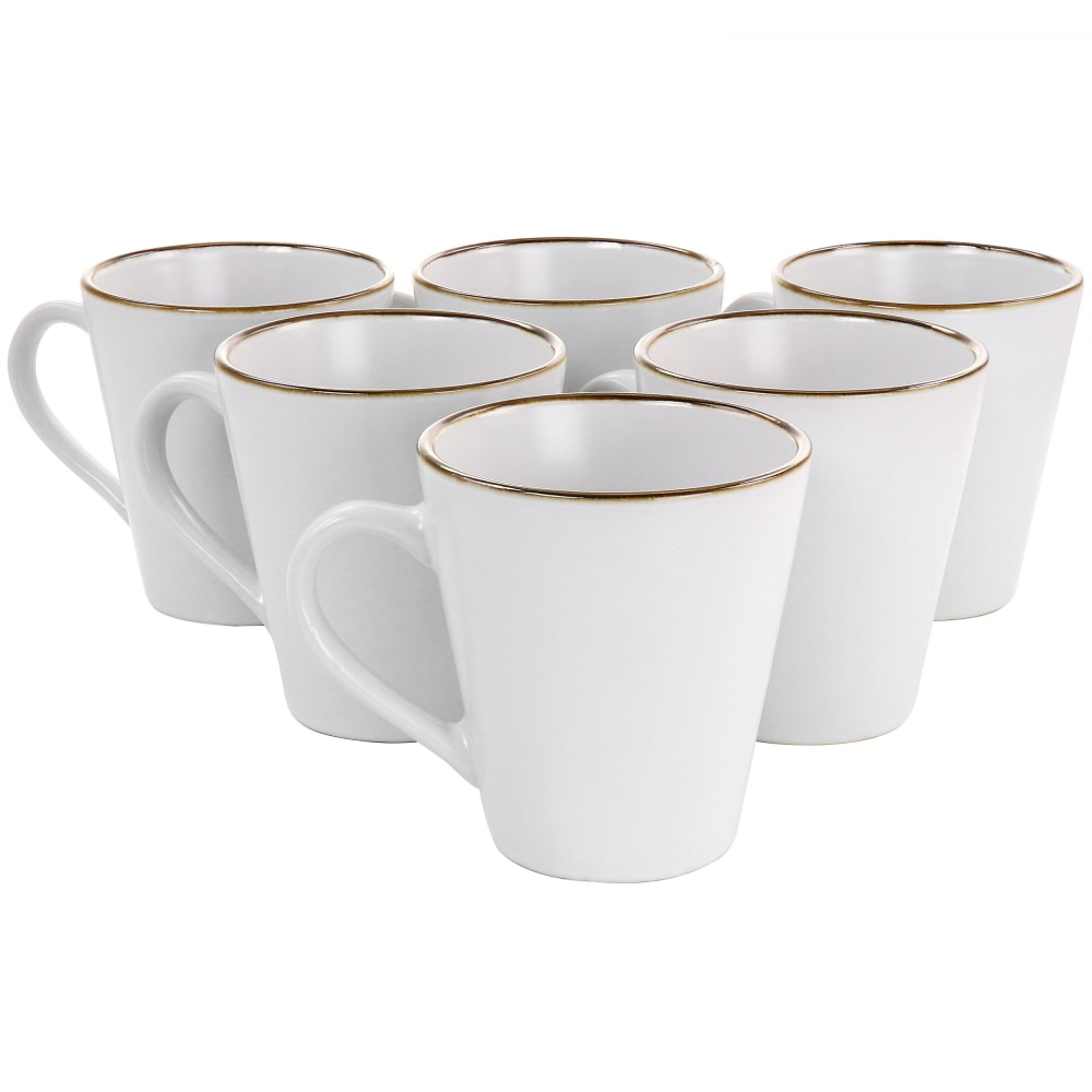 Elama Arthur 6-Piece Stoneware Mug Set, Matte White/Gold MPN:995116273M