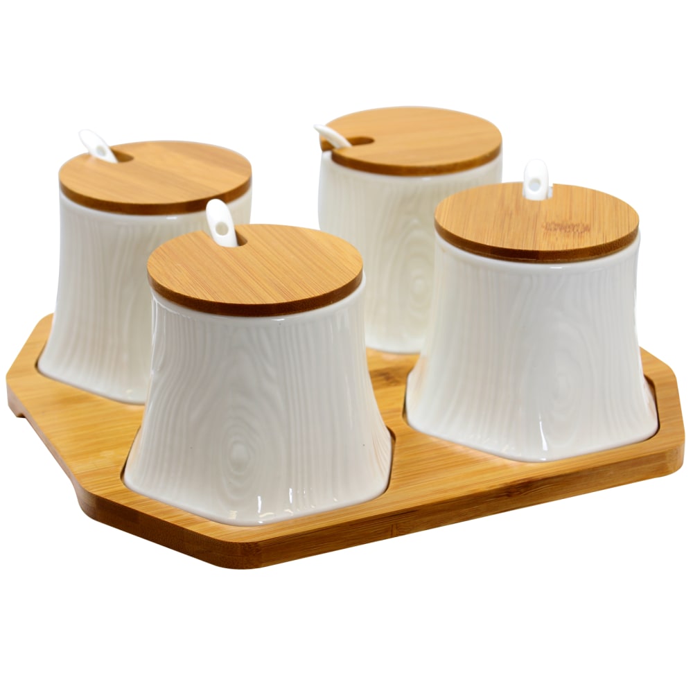 Elama 13-Piece Serving Jar Set, Tall, White/Bamboo MPN:995105643M
