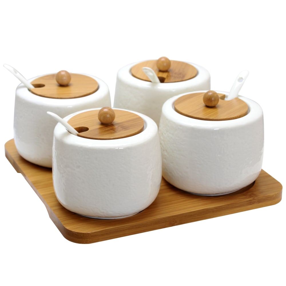 Elama 13-Piece Serving Jar Set, Short, White/Bamboo MPN:995105646M