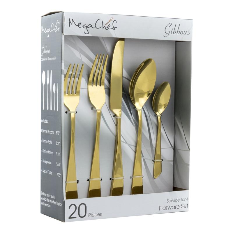MegaChef Gibbous Stainless-Steel 20-Piece Flatware Utensil Set, Gold MPN:995112462M