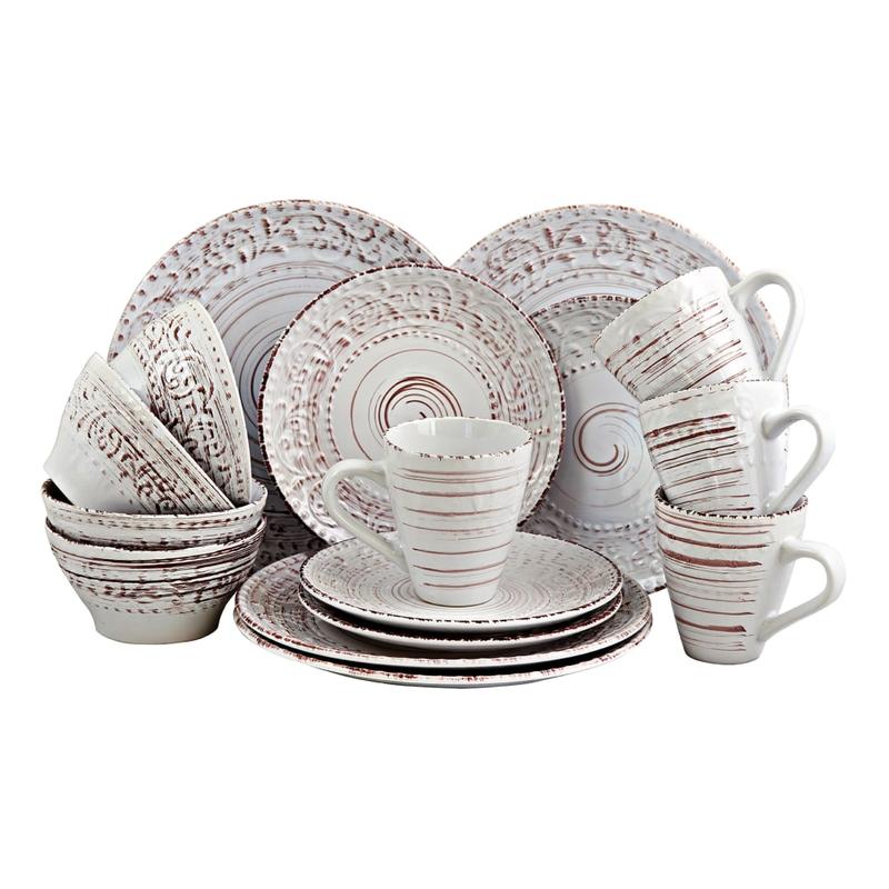 Elama 16-Piece Stoneware Dinnerware Set, Malibu Sands MPN:995102700M