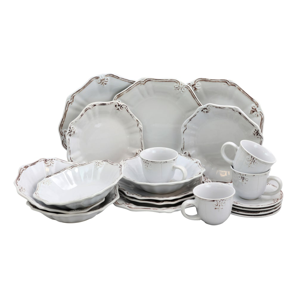 Elama Fleur De Lys 20-Piece Dinnerware Set, White MPN:995102840M