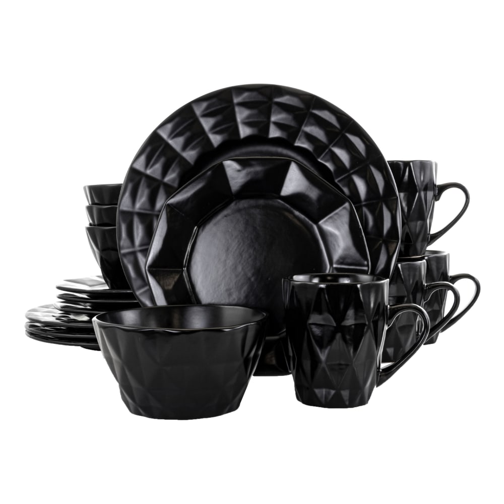 Elama 16-Piece Stoneware Dinnerware Set, Black MPN:995102842M