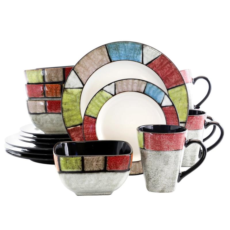 Elama 16-Piece Stoneware Dinnerware Set, Country Cottage MPN:995103346M