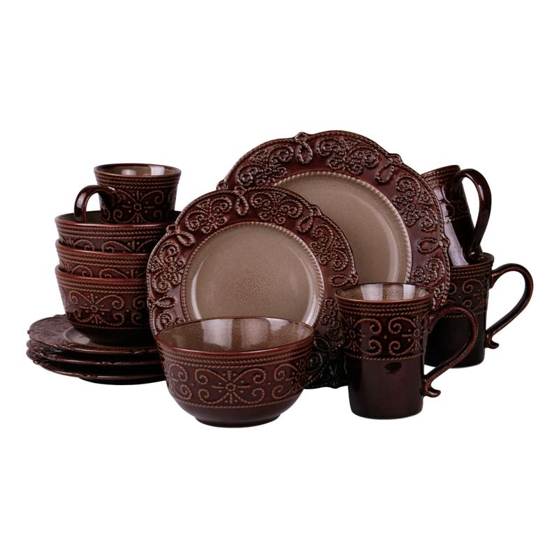 Elama 16-Piece Stoneware Dinnerware Set, Sienna MPN:995106200M