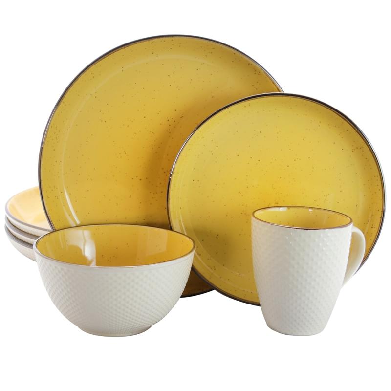Elama 16-Piece Stoneware Dinnerware Set, Mellow Yellow MPN:995110054M