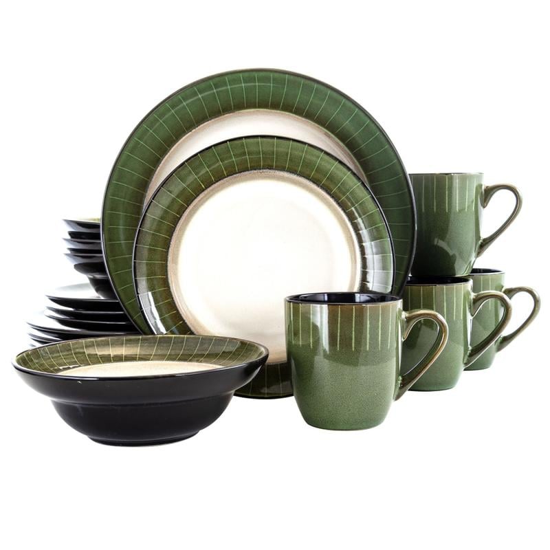 Elama 16-Piece Stoneware Dinnerware Set, Jade Green MPN:995112035M