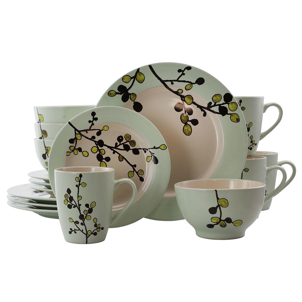 Elama 16-Piece Stoneware Dinnerware Set, Retro Bloom MPN:995112042M