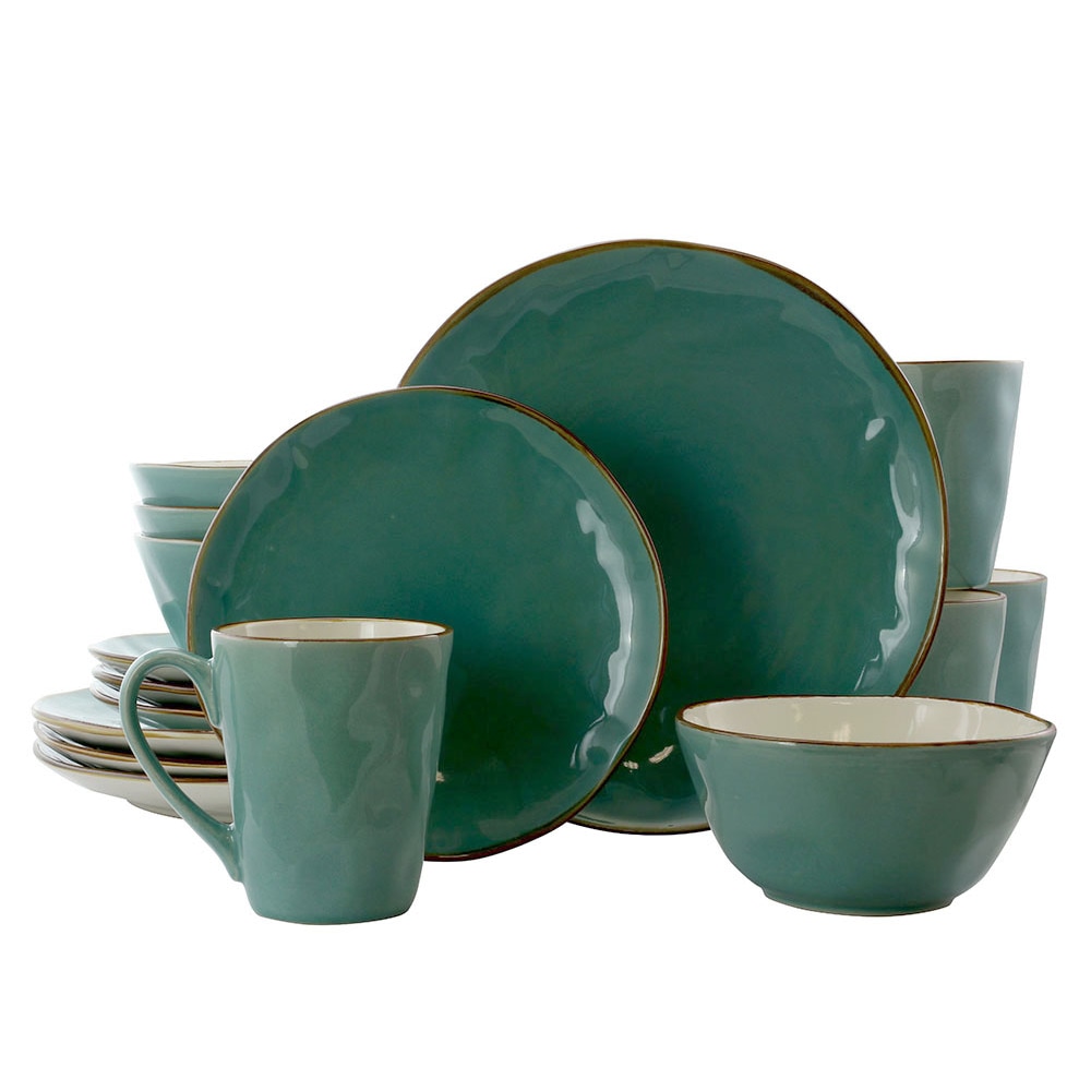 Elama 16-Piece Stoneware Dinnerware Set, Caribbean Tide MPN:995112046M
