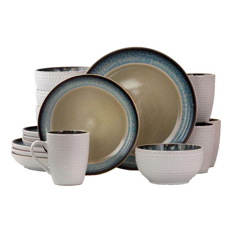 Elama 16-Piece Stoneware Dinnerware Set, Modern Dot MPN:995112049M