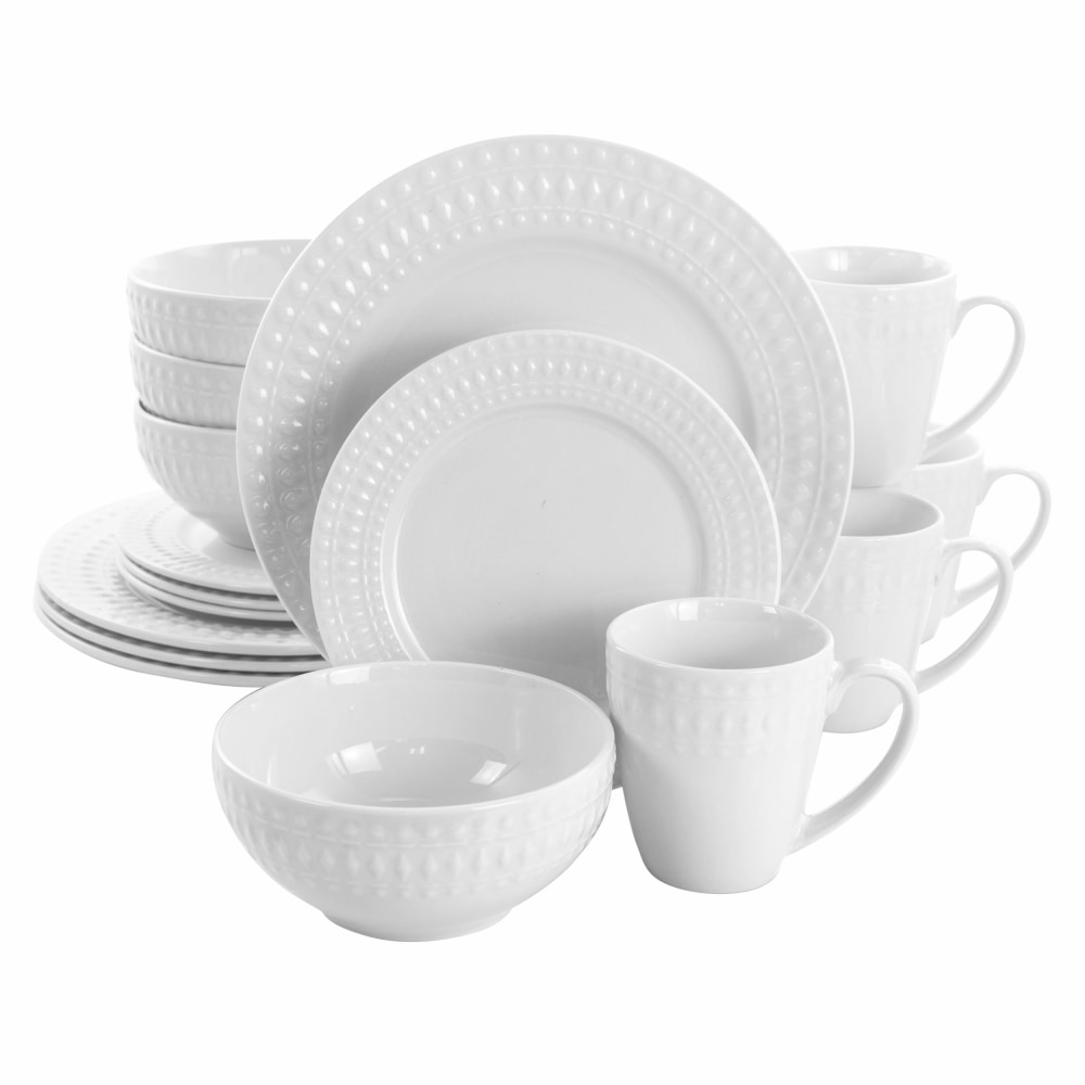 Elama Cara 16-Piece Round Porcelain Dinnerware Set, White MPN:995114762M