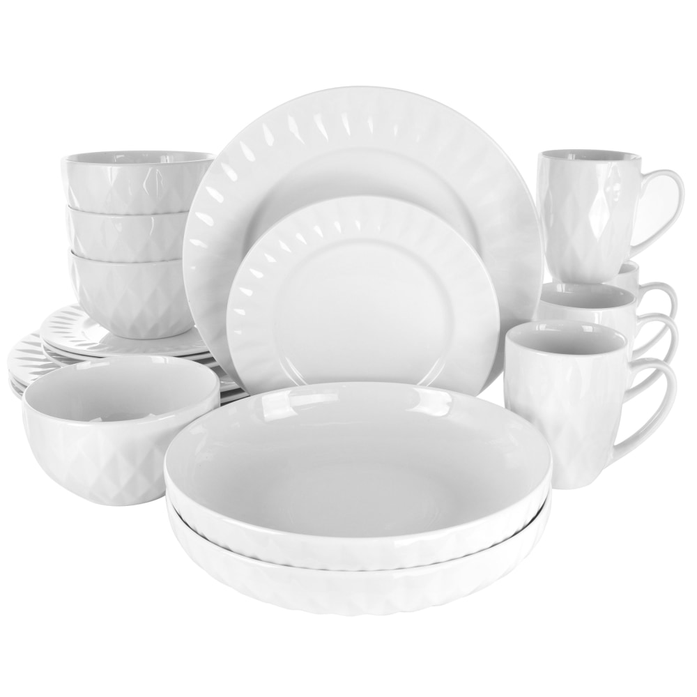 Elama Sienna 18-Piece Porcelain Dinnerware Set, White MPN:995114764M
