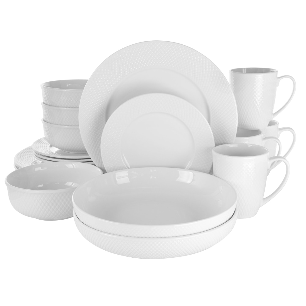 Elama Maisy 18-Piece Round Porcelain Dinnerware Set, White MPN:995114766M