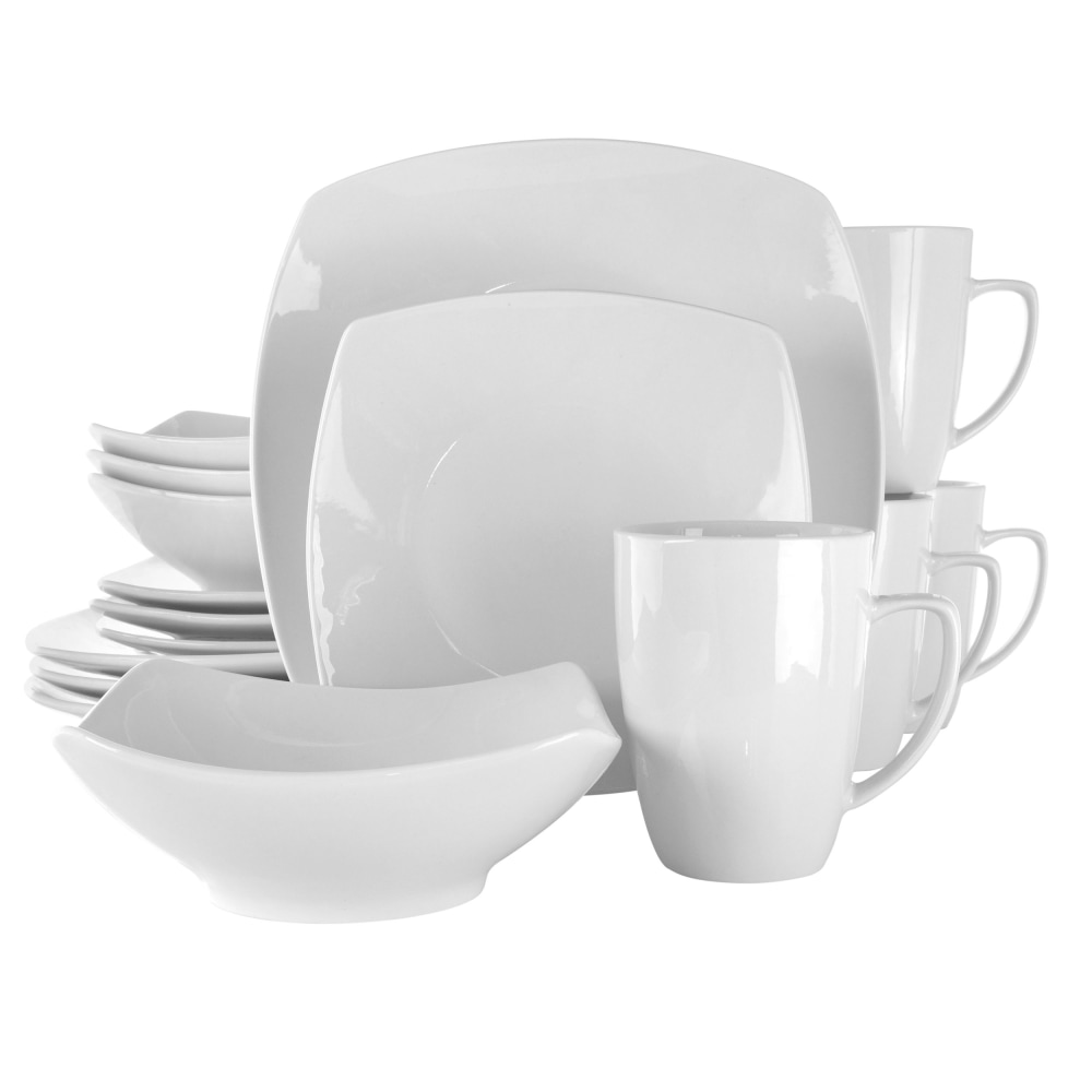 Elama Hayes 16-Piece Square Porcelain Dinnerware Set, White MPN:995114773M