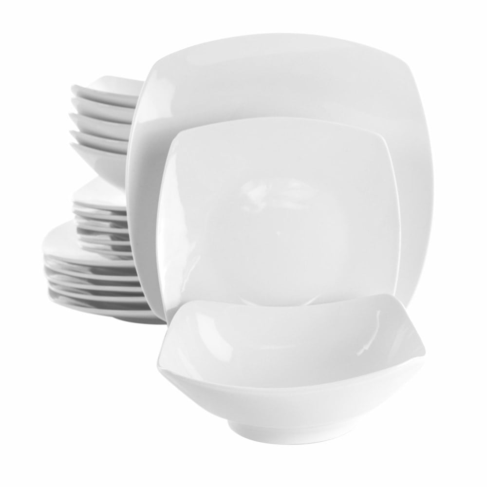 Elama Newman 18-Piece Square Porcelain Dinnerware Set, White MPN:995114774M